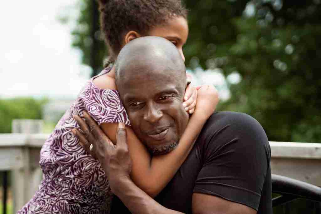 a person being hugged
