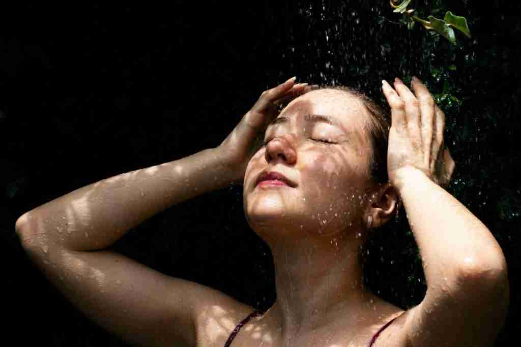 a person taking a shower