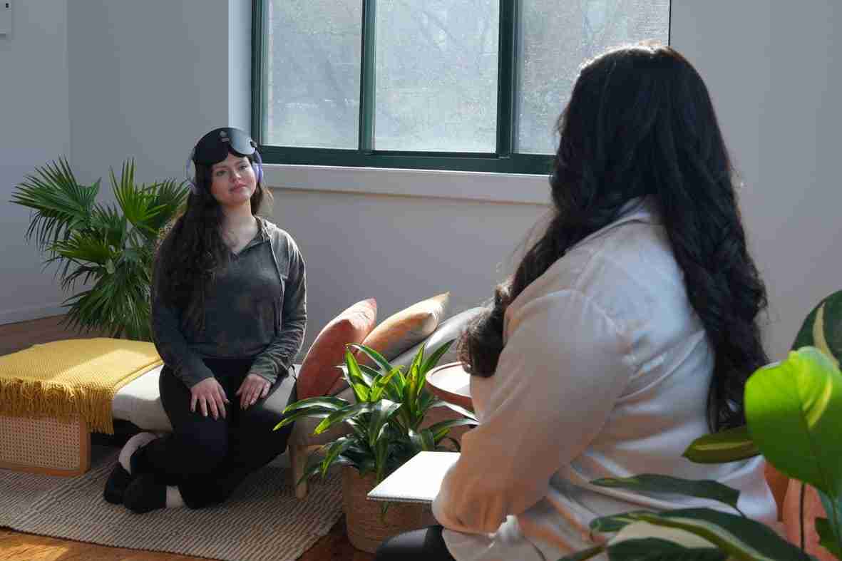 person in ketamine therapy session