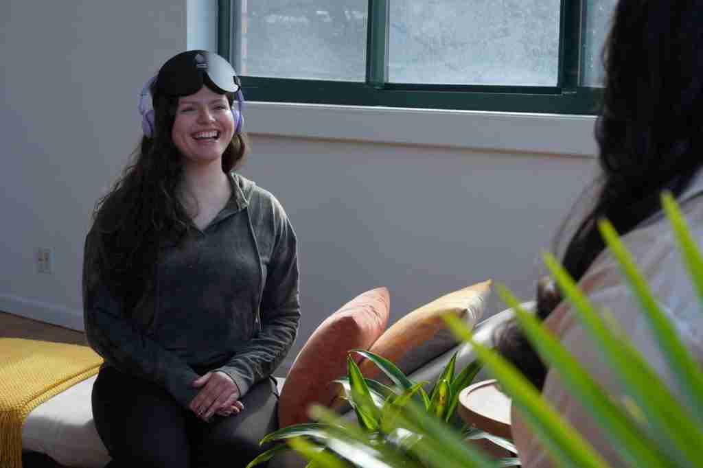 Happy woman during integration therapy