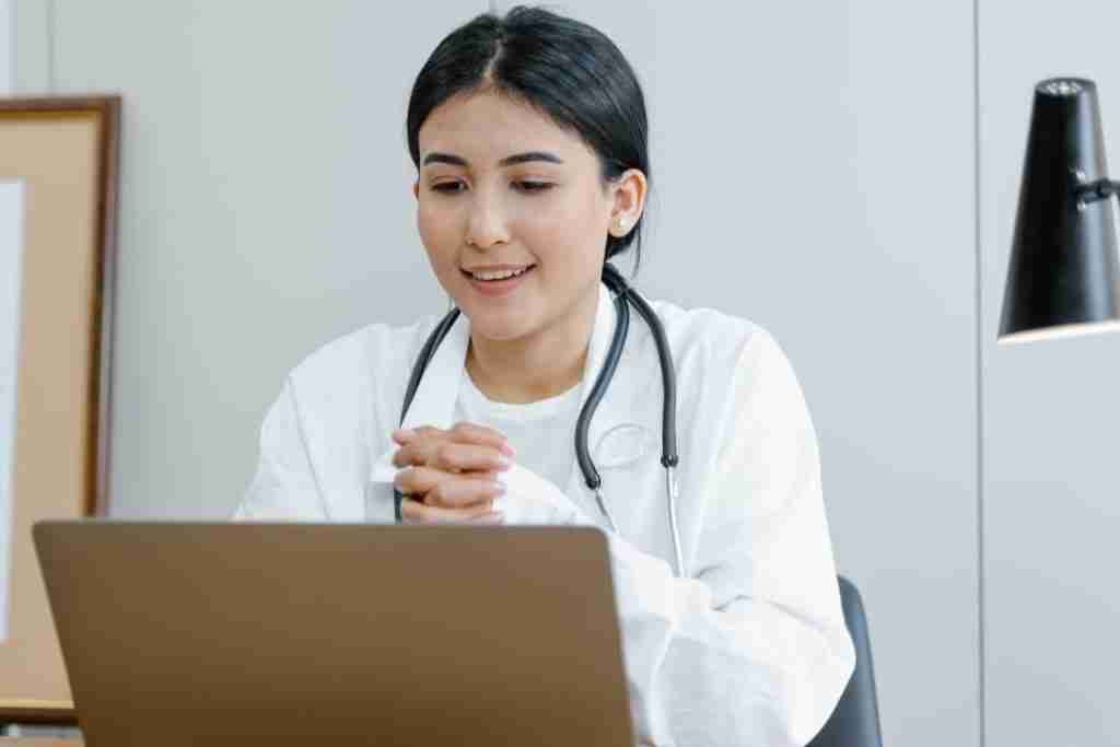 telehealth person using laptop